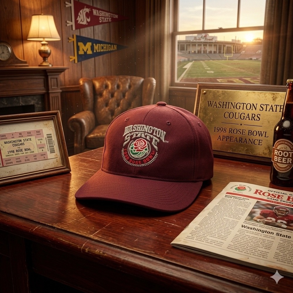Vintage Washington State Cougars 1998 Rose Bowl Hat Maroon California Headwear